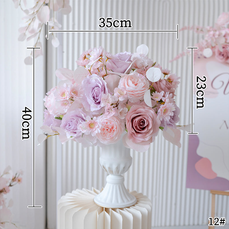 ピンクフローラルアーチと柱セット、人工花の結婚式バックドロップ、エンゲージメントプロポーズデコール、イベントフォトグラフィー FA-201