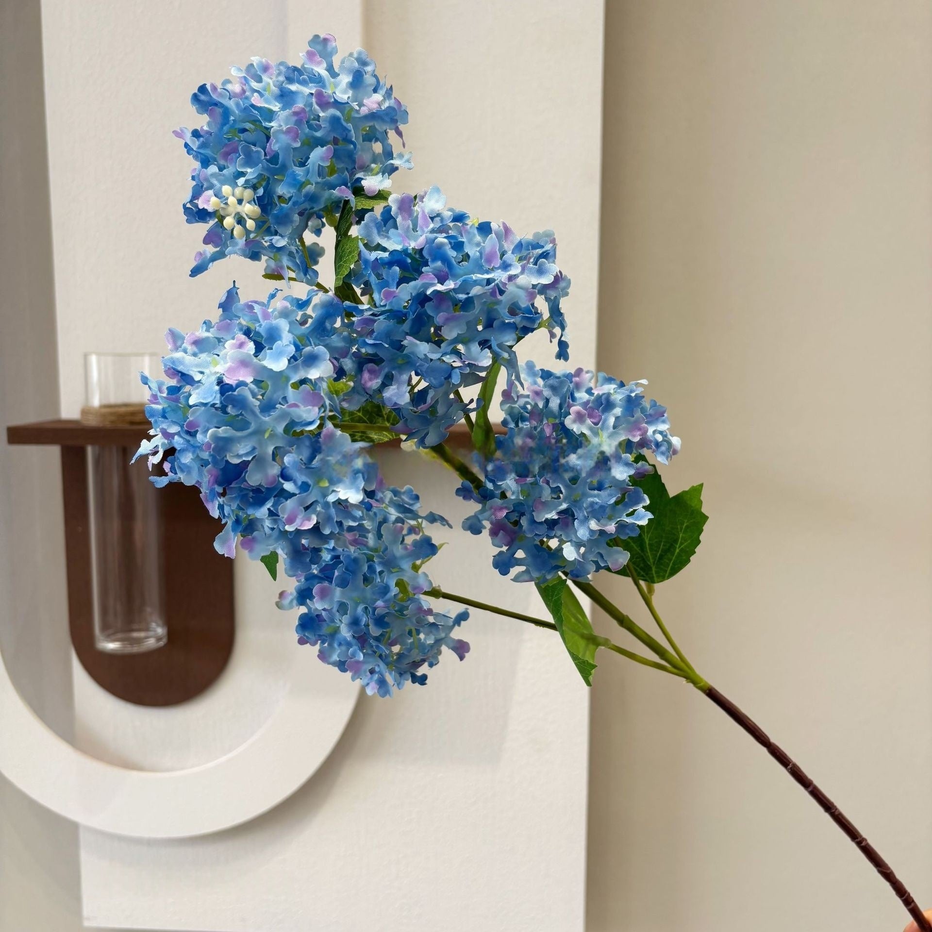 5-Head Faux Snowflake Hydrangea Stem – Realistic Artificial Multi-Bloom Flower for Home Decor FS-1027