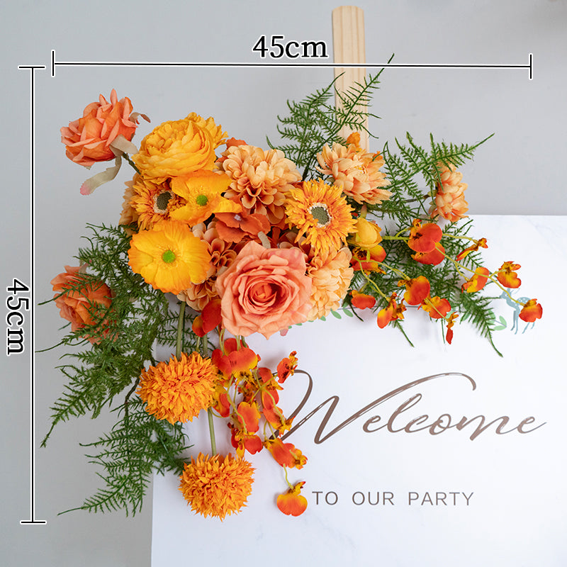 Sunset Orange Artificial Flower Display Set – Wedding or Event Welcome Area Decoration FA-245