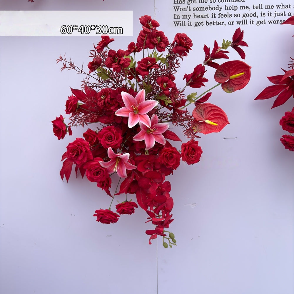 Valar Flower Bold Red Phalaenopsis Aisle Floral Runner — Artificial Wedding & Engagement Pathway Decor WF-110