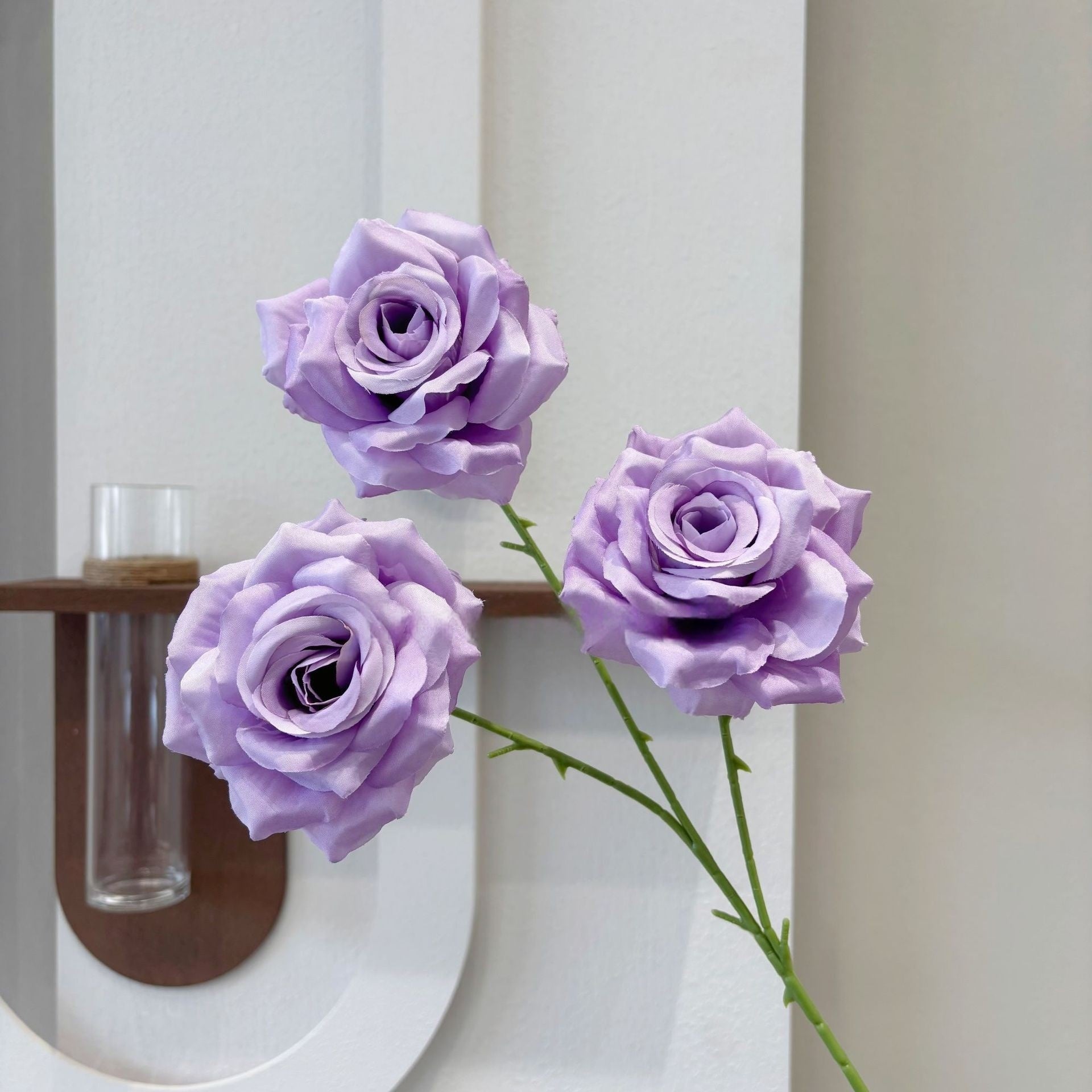 Three Head Diamond Rose Stem – Leafless Artificial Rose for Home Decor & Event Styling FS-1020