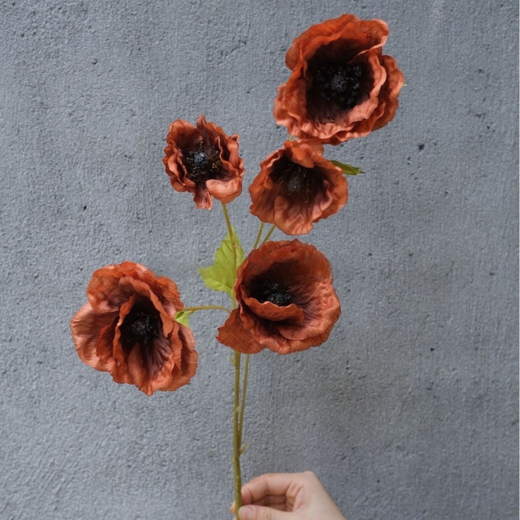Rusty Autumn Orange Artificial Flower | Vintage Style Single Stem FS-1012A