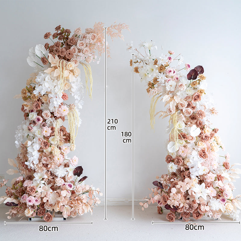 Arche florale élégante en forme de lune pour cérémonie de mariage - Arche de fleurs artificielles pour mariages, événements et occasions spéciales