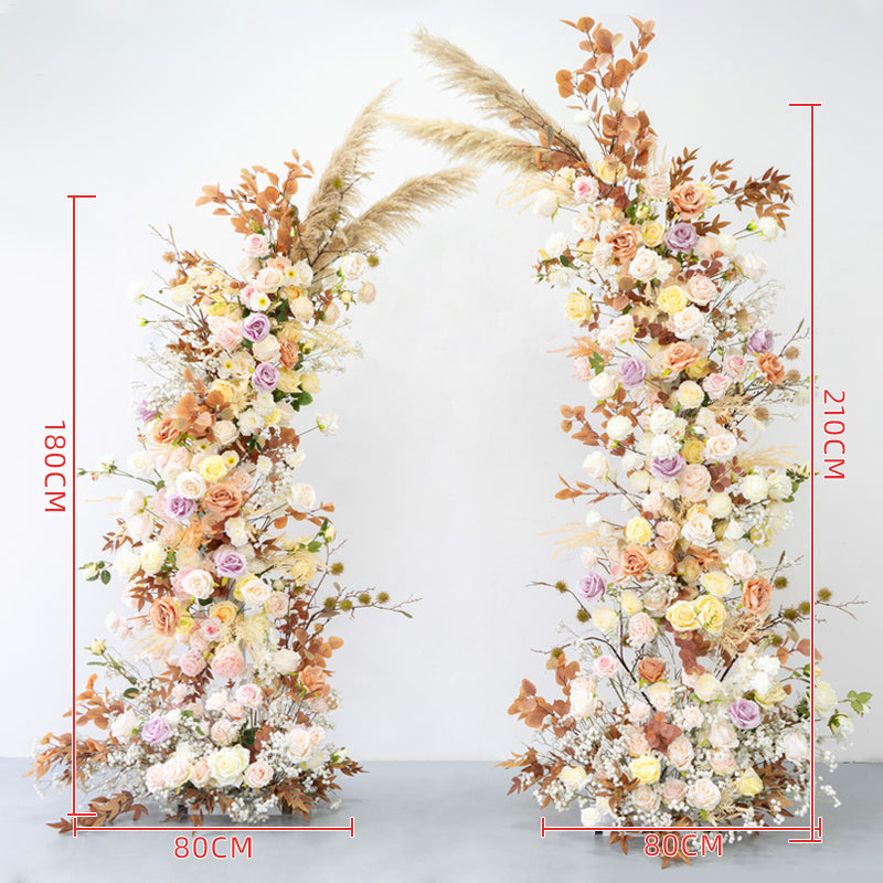 Valar Pampas Reed Horn Arch, Artificial Floral Backdrop, Boho Wedding Ceremony Decor, Rustic Event Photography Prop VA-347