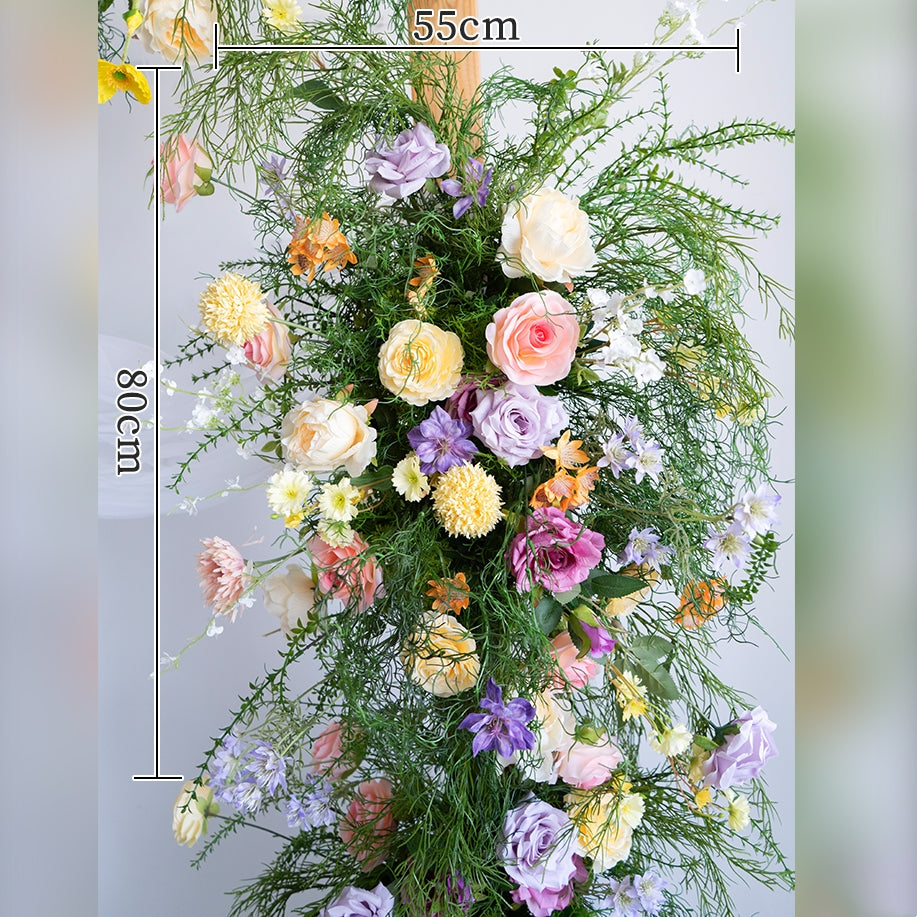 Pfirsich- und weiße Rosen-Hochzeitsbogen und -Mittelstücke, künstliche Blumen-Hochzeitsdekoration, Brautparty-Dekor FA-203