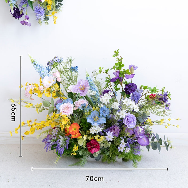 Colorful Spring Artificial Flower Set – Welcome Area Floral Display in Purple, Yellow, and Blue Tones FA-250