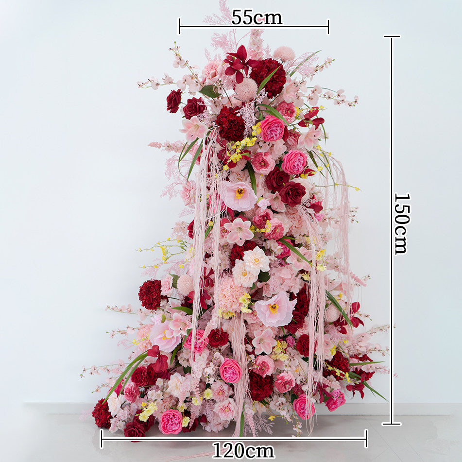 Valar Flower Romantic Pink & Burgundy Faux Floral Arrangement Set – Wedding & Event Decor FA-316