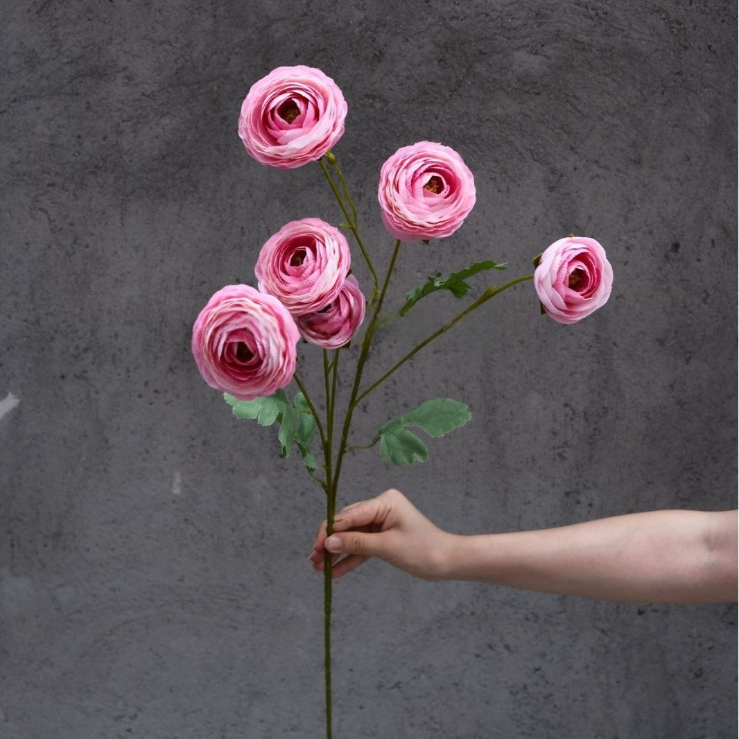6-Head Dreamy Ranunculus Artificial Flower – Lifelike Bloom for Wedding & Decor FS-1043