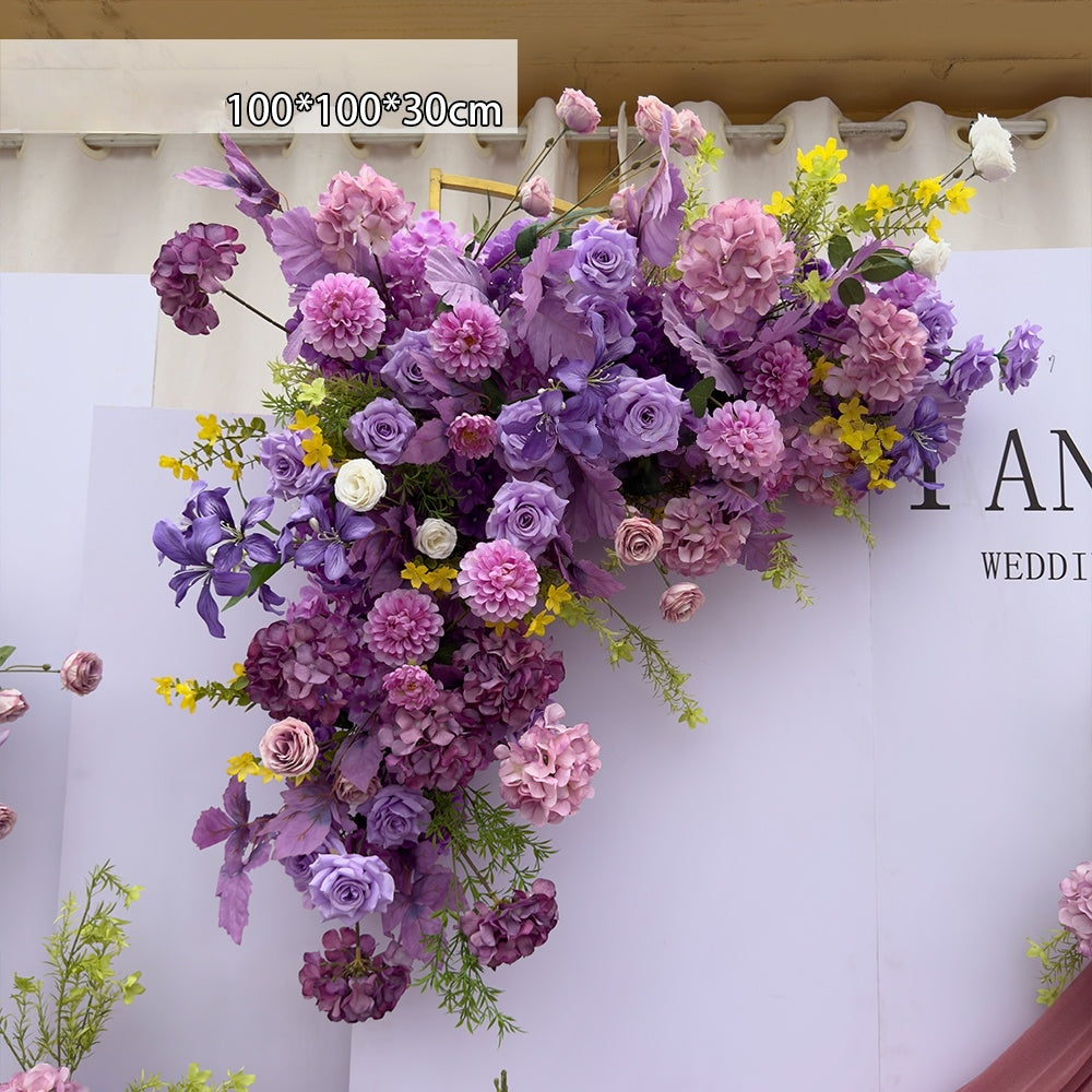 Valar Flower Rose Purple Wedding Aisle Floral Runner — Artificial Ceremony Flowers & Decorative Arrangements WF-114