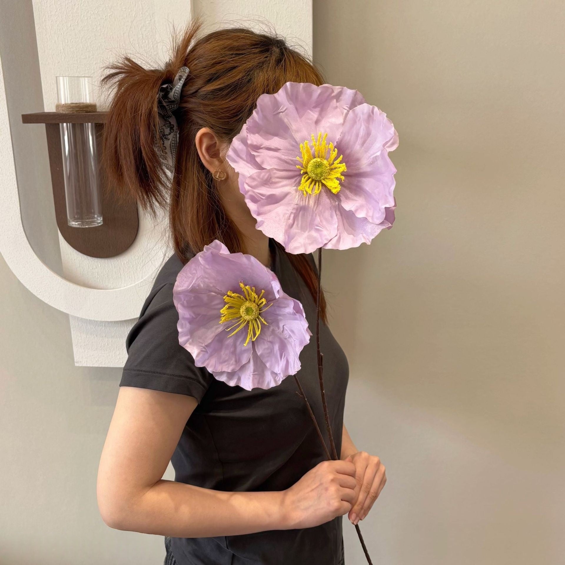 2 Head Artificial Poppy Flower Stem – Faux Icelandic Poppy for Home Decor & Floral Styling FS-1021