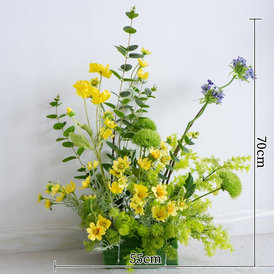 Pfirsich-weißes Kunstblumenarrangement – Romantisches Event-Tisch- und Schild-Styling-Set FA-263