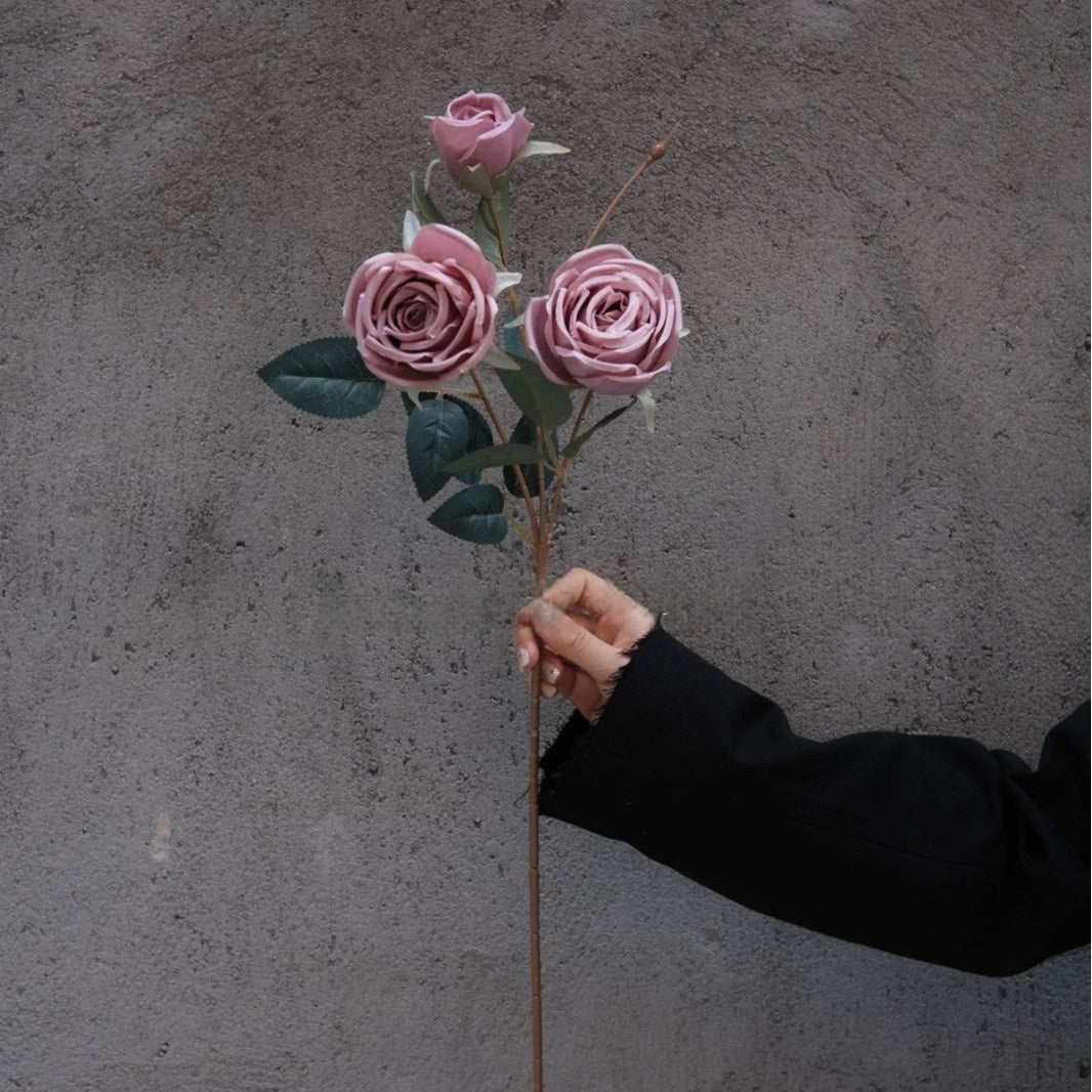 Muted Mauve Pink Artificial Flower | Romantic Single Stem for Vase Styling FS-1013A