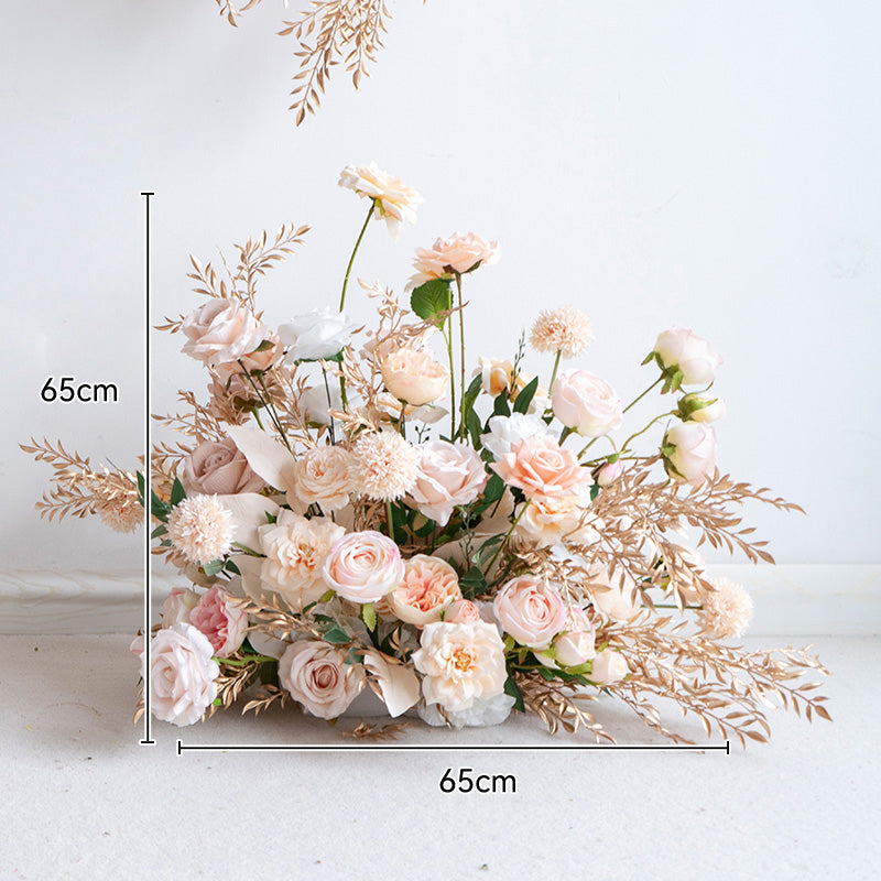 Champagne Gold Artificial Flower Set – Elegant Faux Floral Decor for Wedding Welcome Area and Photo Backdrop FA-252