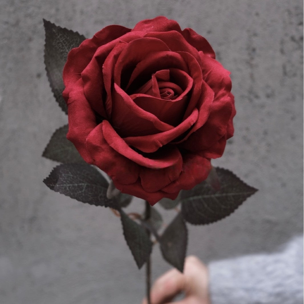 Burgundy Faux Flower Stem | Wine Red Single Bloom for Home Decor FS-1007A