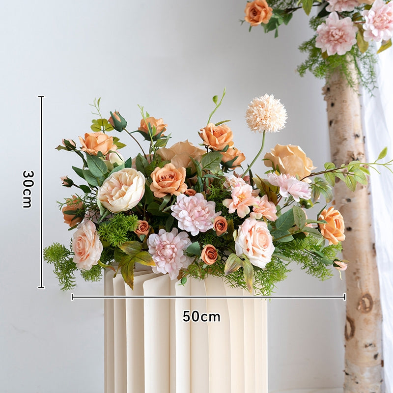 Champagne Beige Artificial Flower Arch – Romantic Wedding Backdrop for Outdoor or Indoor Ceremonies FA-249