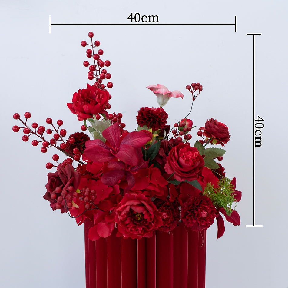 Valar Flower Luxury Red Artificial Flower Arrangement Kit for Wedding Ceremony, Reception & Event Styling FA-302