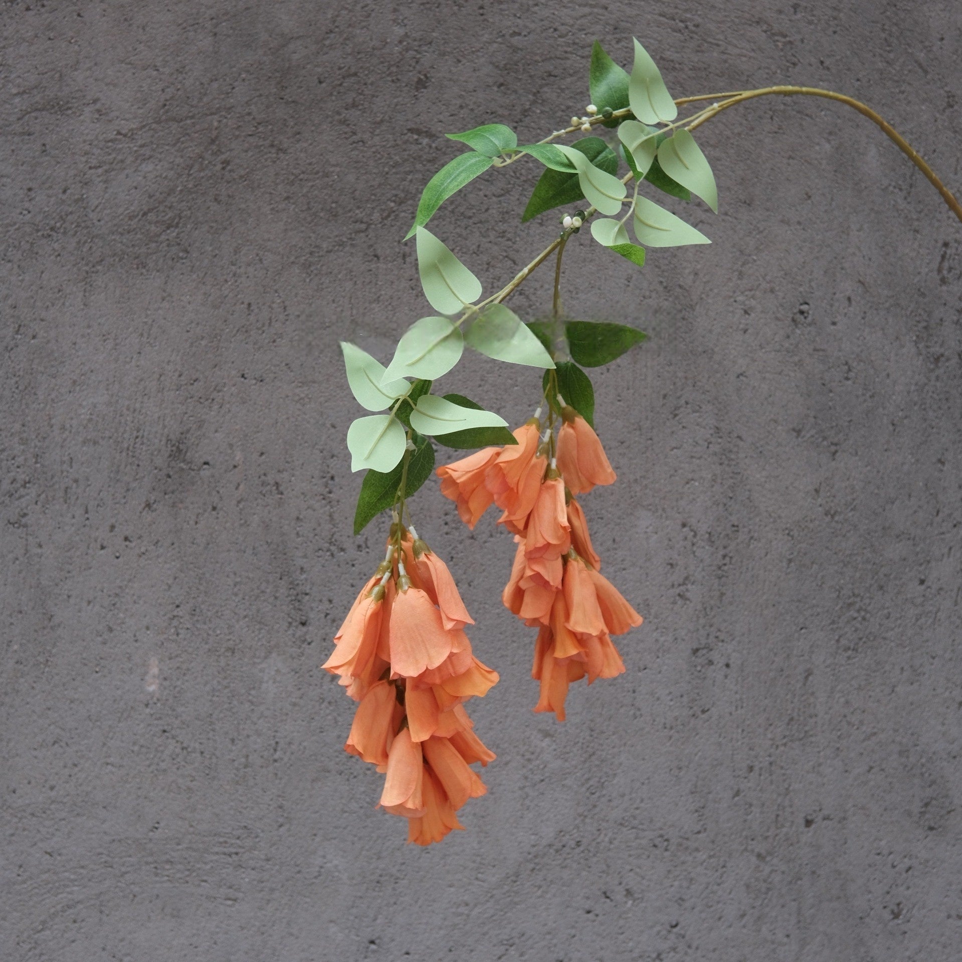 Burnt Orange Faux Orchid Stem | Modern Floral Accent for Home Decor FS-1014A