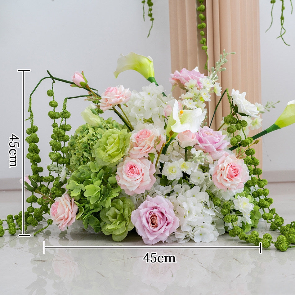 ValarFlower Artificial Floral Wedding Column Set, Pink White Flower Arrangement for Ceremony Aisle, Outdoor Wedding & Event Decor FA-351