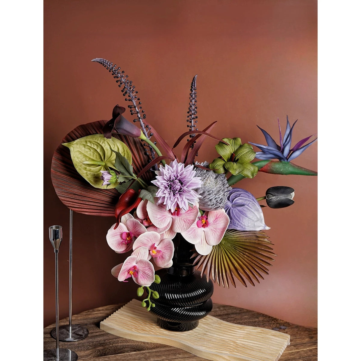 Arreglo de Ramo Floral con Tema Elegante de Otoño | Flores Artificiales de Lujo para Boda y Decoración Interior del Hogar VB-113 (Sin Jarrón)
