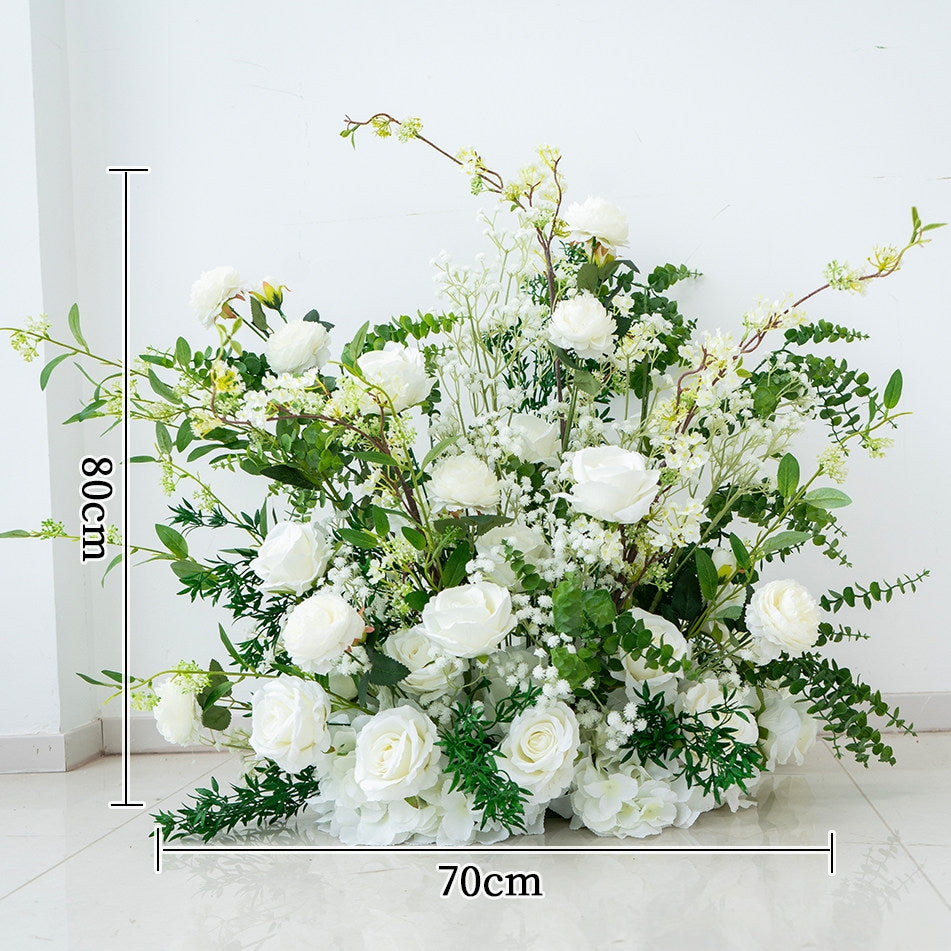 エレガントな青と白の花柄ウェディングアーチ、人工花のアレンジメント、セレモニーバックドロップ&イベント装飾 FA-211