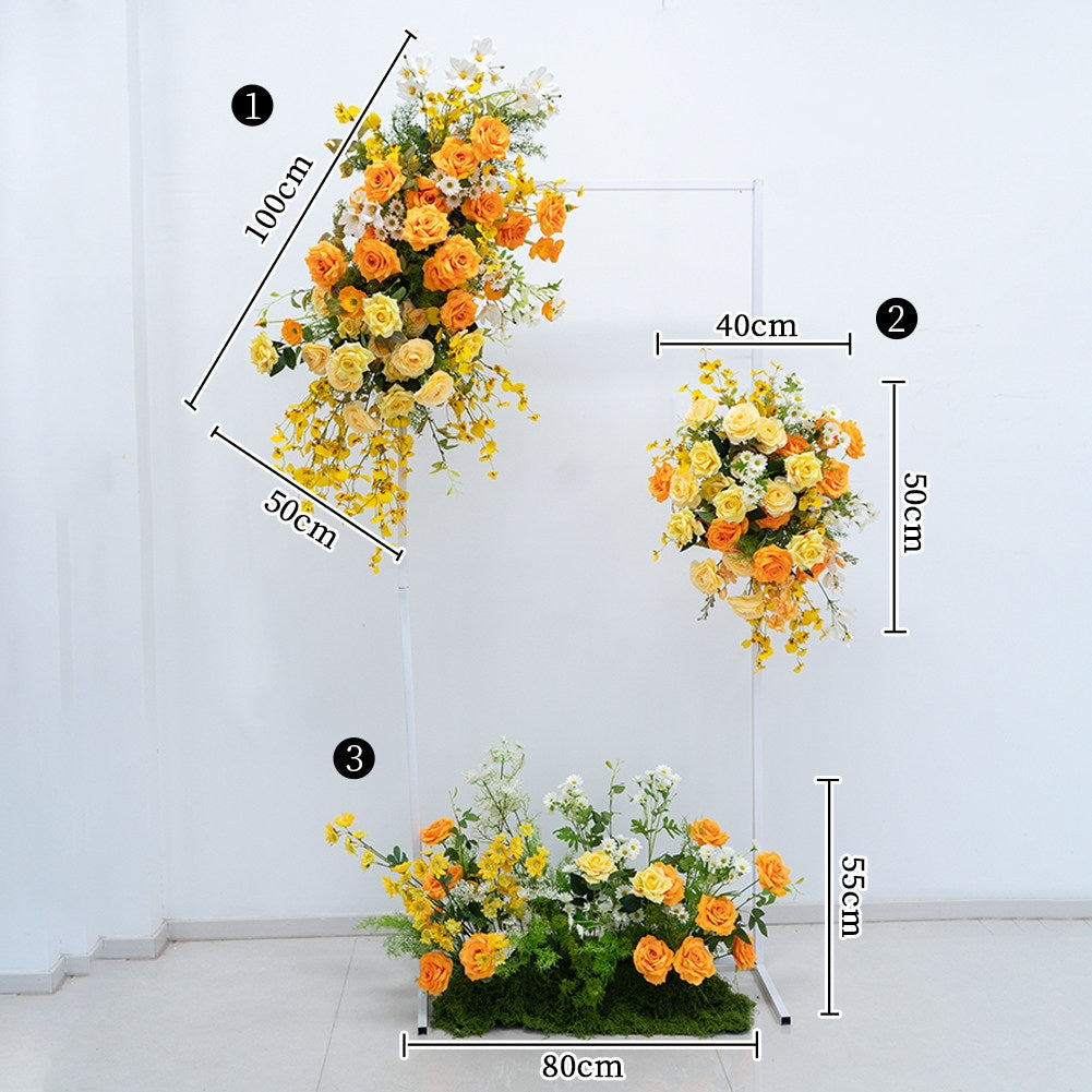 Valar Flower Fresh Yellow & Orange Faux Floral Arrangement Set for Wedding & Event Decor FA-319