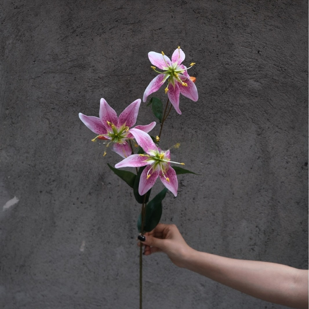 Artificial Fire Lily Stems by Valar Flower – 3-Head 3D Touch Realistic Gloriosa for Bouquets or Centerpieces FS-1069