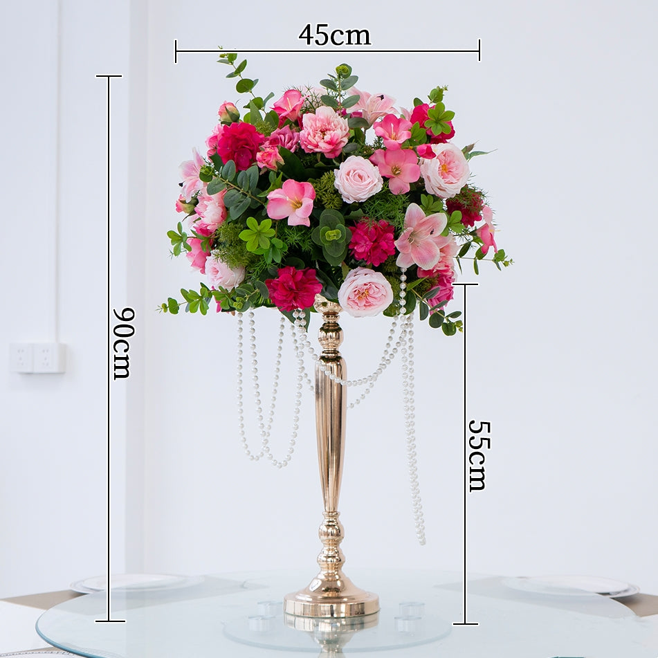 Valar Flower Luxury Tall Artificial Flower Centerpieces with Gold Stand for Wedding Reception, Banquet & Event Decor TF-117