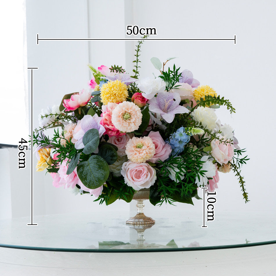 ValarFlower Artificial Floral Table Centerpiece, Faux Wedding Table Flower Arrangement for Reception, Sweetheart Table, Party & Event Decor TF-127