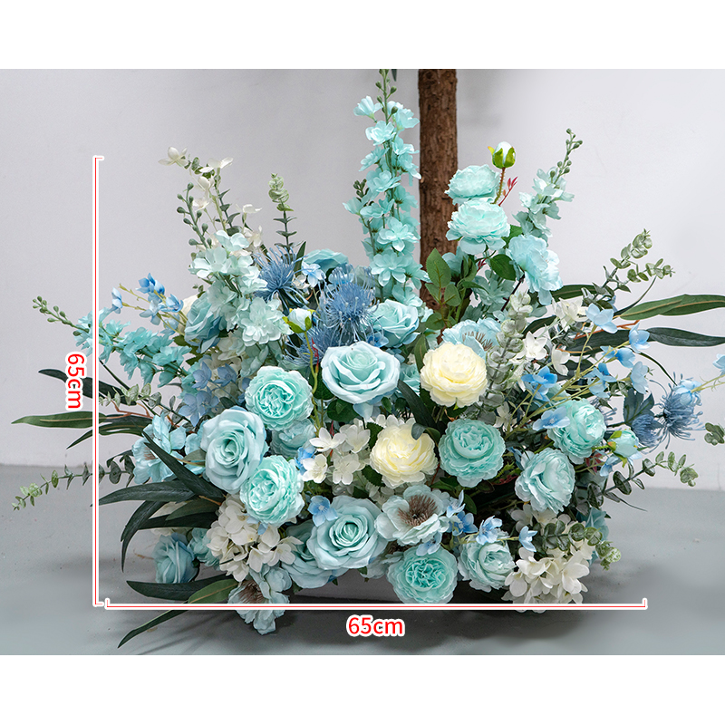 Conjunto de Arco de Boda Artificial en Azul Menta y Blanco – Fondo Floral Romántico para Bodas en la Playa o en Verano FA-262