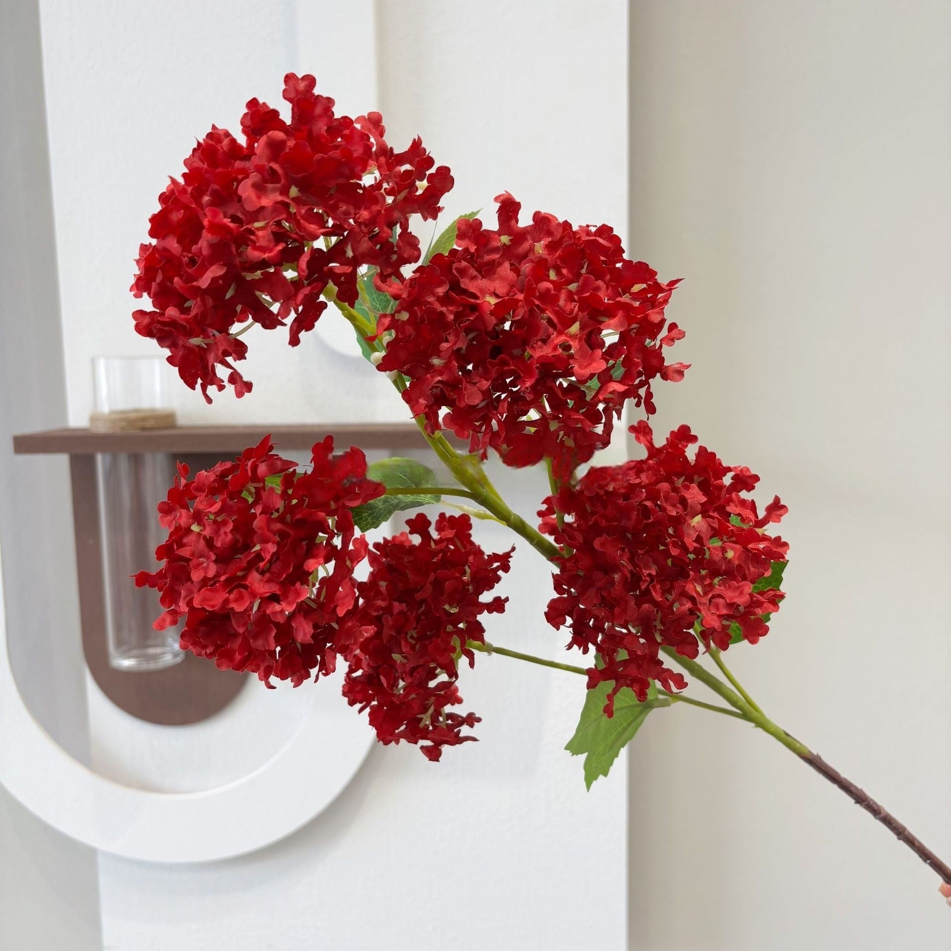 5-Head Faux Snowflake Hydrangea Stem – Realistic Artificial Multi-Bloom Flower for Home Decor FS-1027