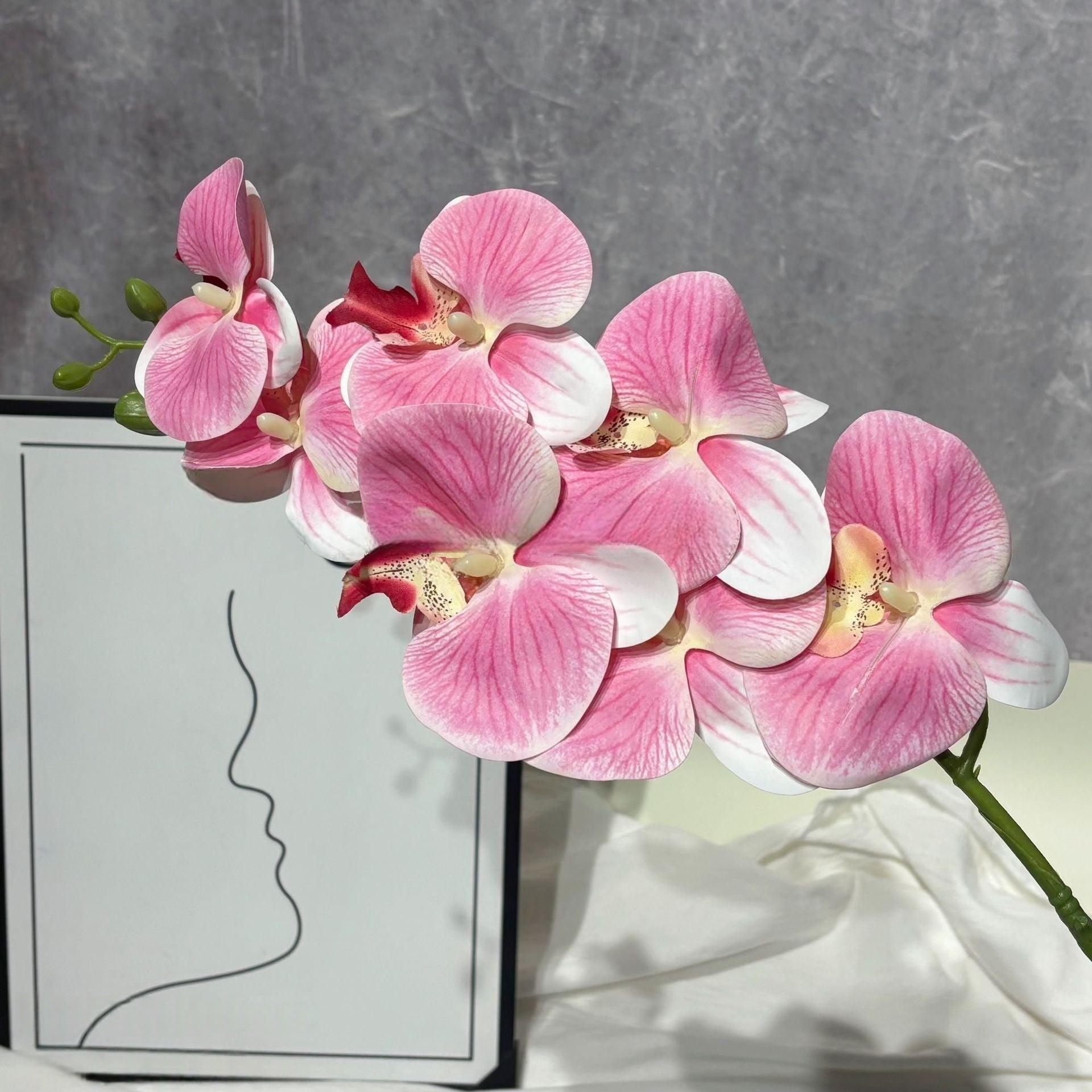 3D Artificial Phalaenopsis Orchid – 7-Head Real Touch Latex Stem for Home & Event Decor FS-1048