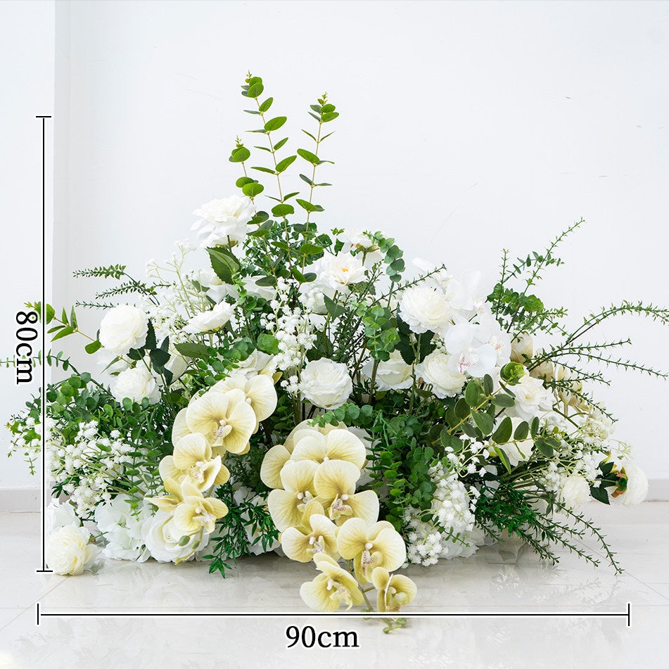 エレガントな青と白の花柄ウェディングアーチ、人工花のアレンジメント、セレモニーバックドロップ&イベント装飾 FA-211