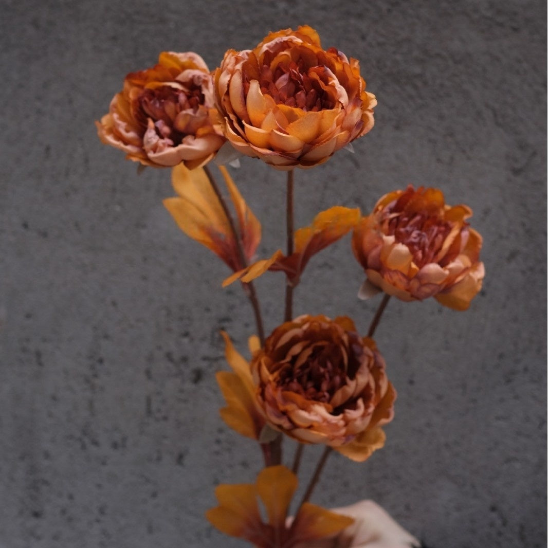 Autumn Orange Faux Flower Stem | Single Bloom for Seasonal Home Decor FS-1011A