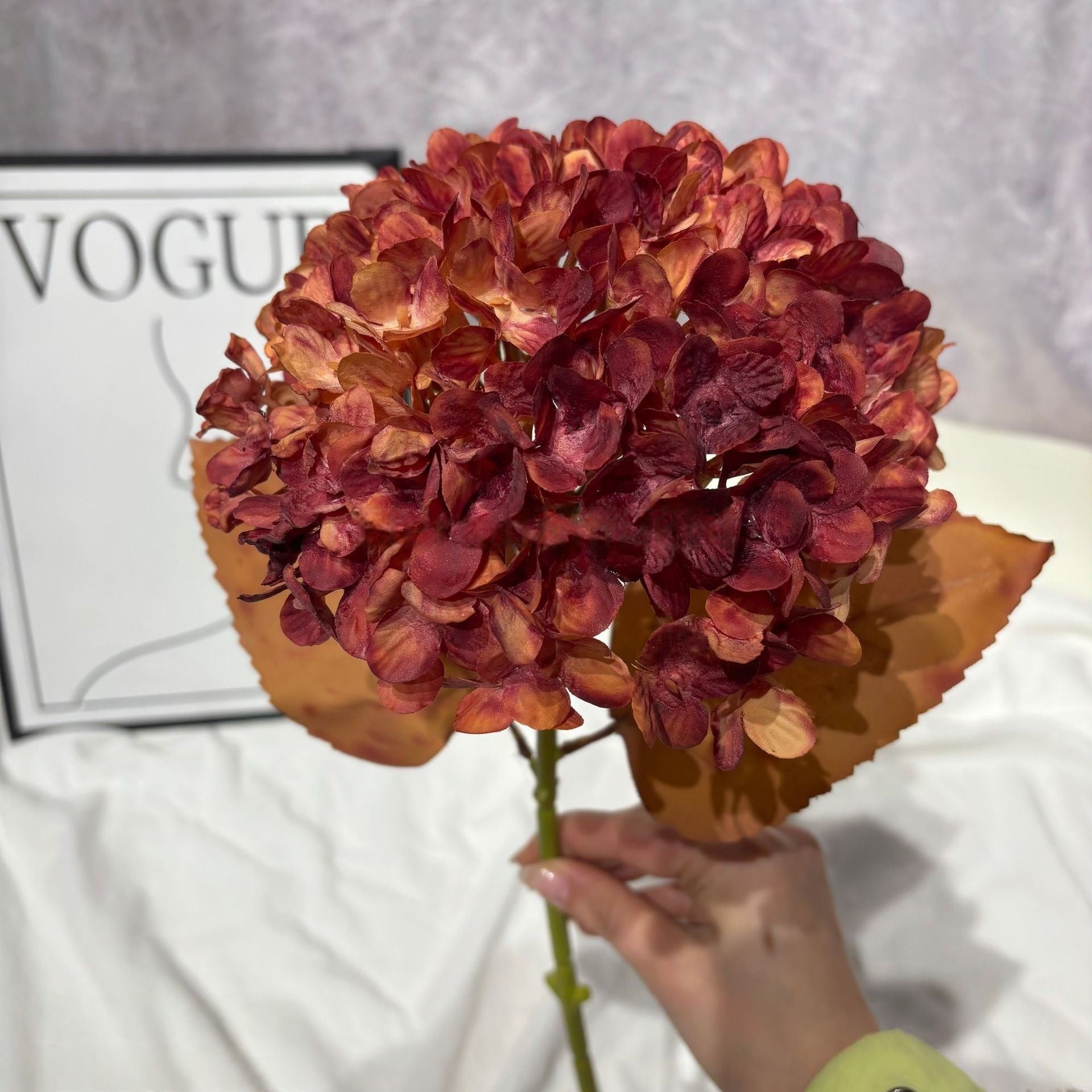 Burgundy Faux Flower Stem | Wine Red Single Bloom for Home Decor FS-1007A