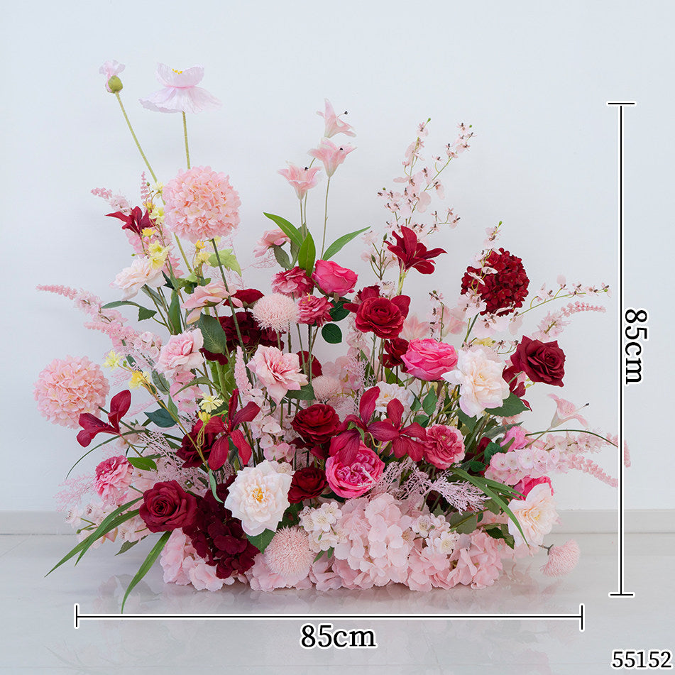 Valar Flower Romantic Pink & Burgundy Faux Floral Arrangement Set – Wedding & Event Decor FA-316