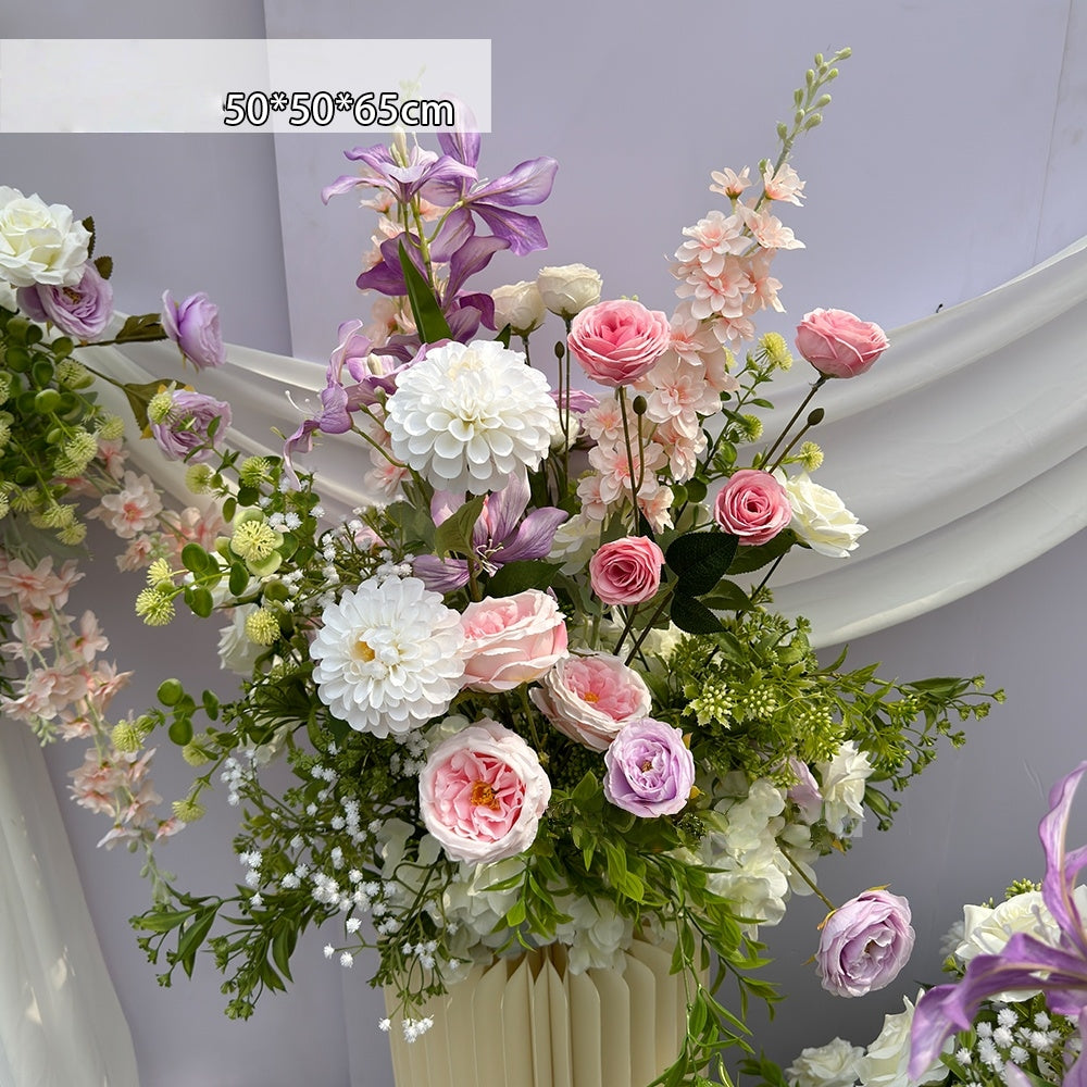 Valar Flower Whimsical Garden-Style Aisle Floral Runner with Phalaenopsis — Artificial Wedding Ceremony & Engagement Decor Set WF-107