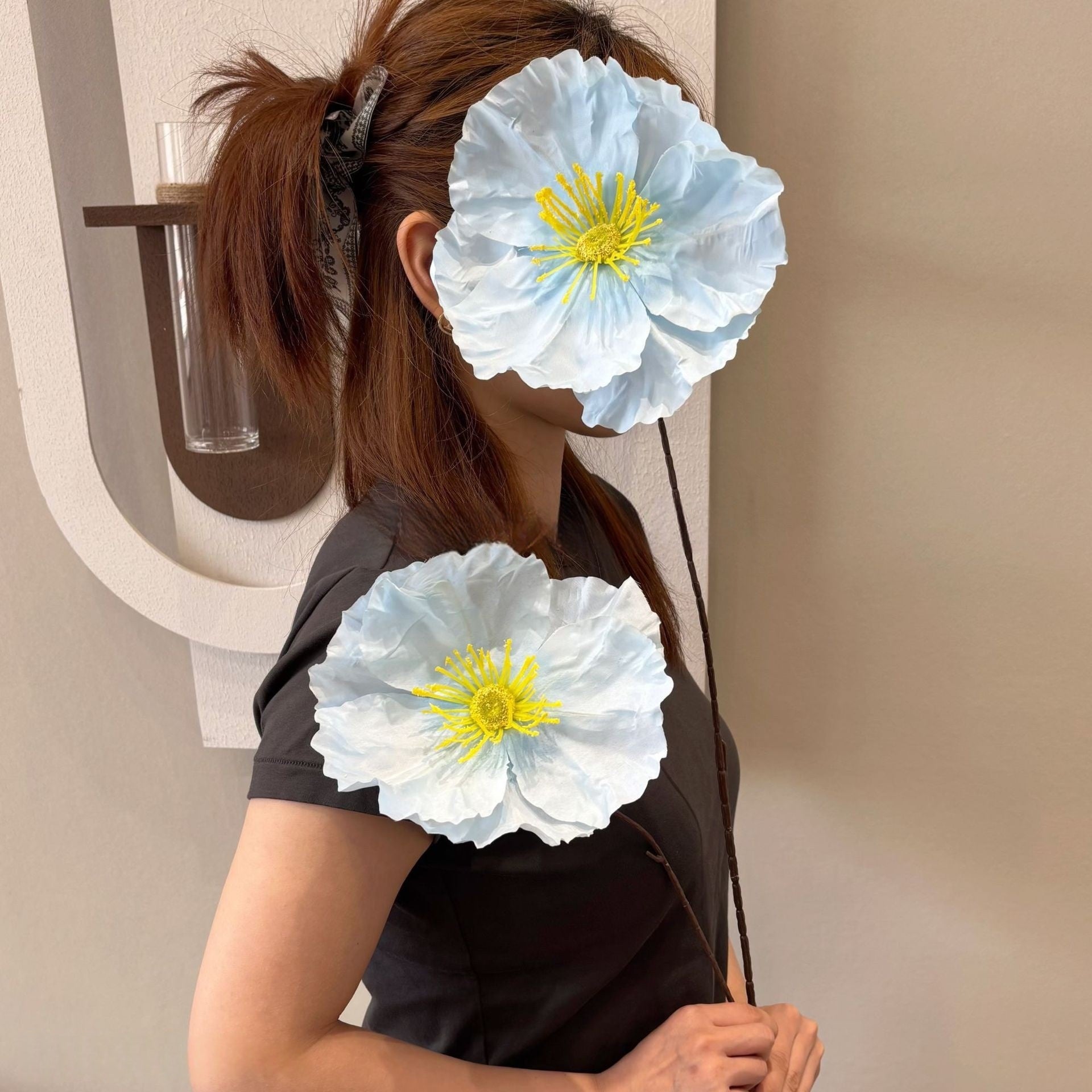 2 Head Artificial Poppy Flower Stem – Faux Icelandic Poppy for Home Decor & Floral Styling FS-1021