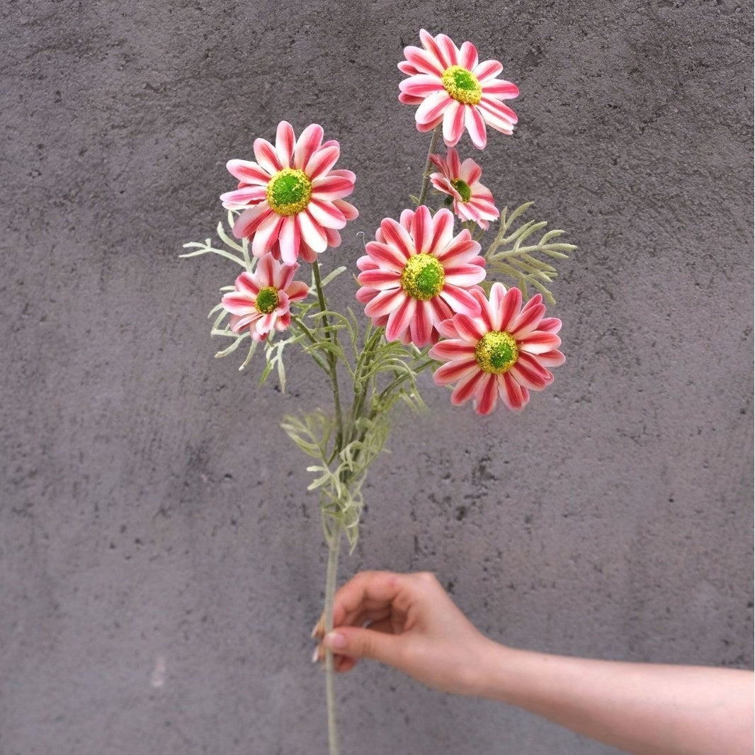 Valar Flower 6-Head Faux Daisies – Soft Touch Mini Summer Chrysanthemum for Cheerful Decor FS-1061