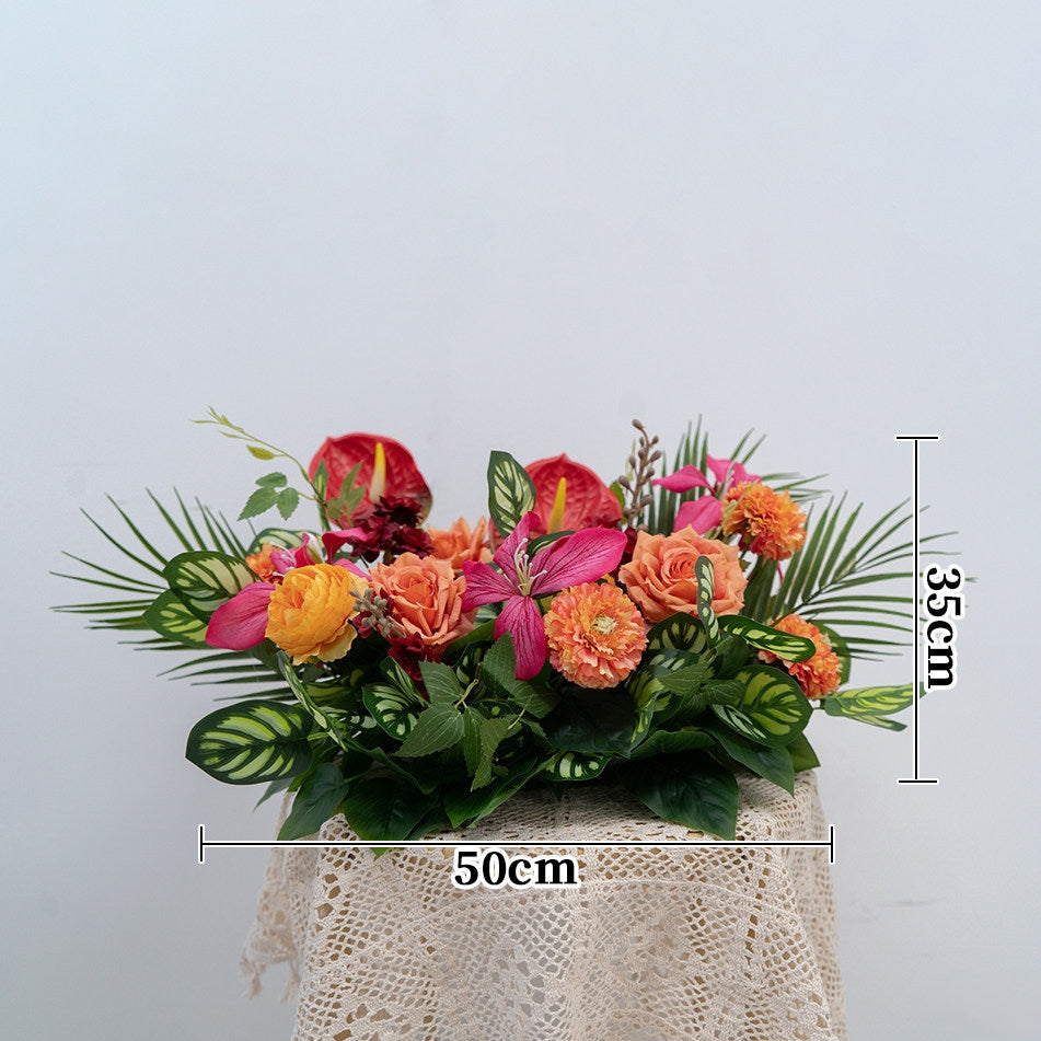 ValarFlower Tropical Garden Artificial Floral Arrangement Set, Wedding Welcome Sign Flowers, Table Centerpiece & Event Backdrop Decor FA-348