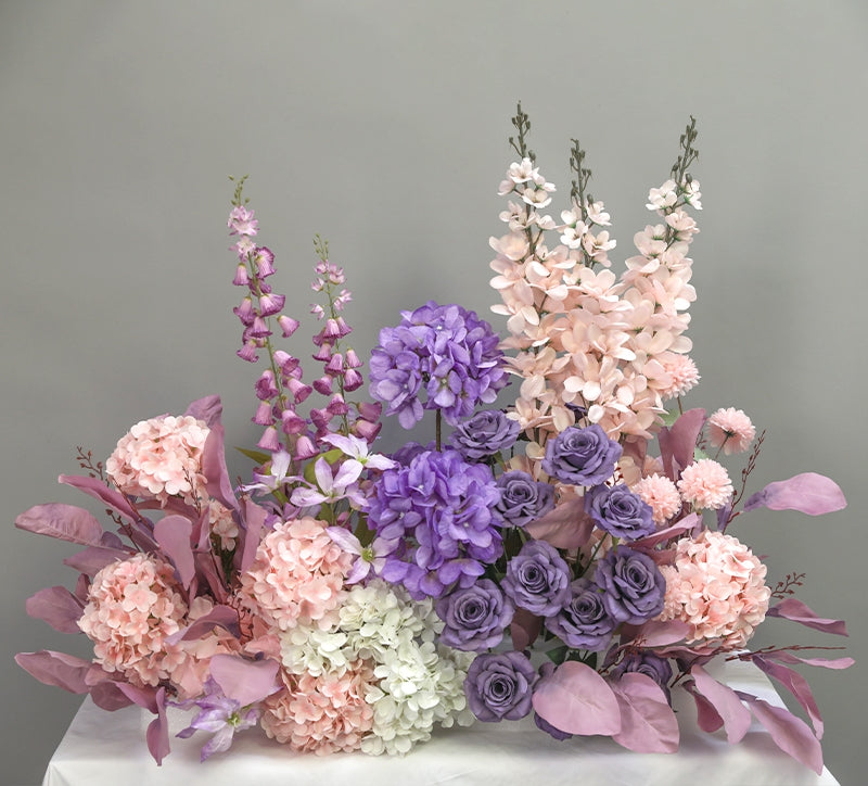 Configuración de flores artificiales inspiradas en la primavera – Conjunto de flores artificiales azules y amarillas para eventos FA-264