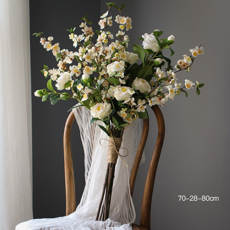 Wild Meadow Faux Flower Bouquet Arrangement – Realistic Artificial Poppy & Sunflower Mix for Wedding, Home, or Event Decoration VB-212 (Without Vase)