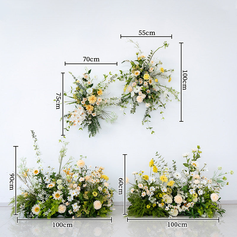 ValarFlower Artificial White Yellow Daisy Garden Floral Arrangement Set for Wedding Ceremony Aisle Decor, Outdoor Party & Event Decoration FA-347