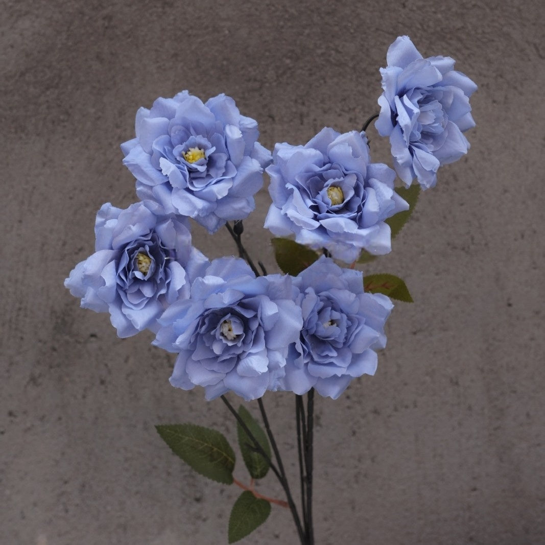 Sky Blue Faux Flower Stem | Elegant Single Bloom for Home Decor FS-1009A