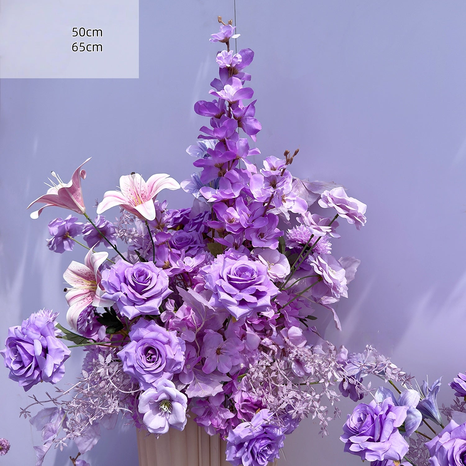 Valar Flower Pure Purple Lily Aisle Floral Runner — Faux Eucalyptus Wedding Pathway Decoration WF-121