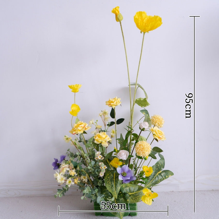 Pfirsich-weißes Kunstblumenarrangement – Romantisches Event-Tisch- und Schild-Styling-Set FA-263