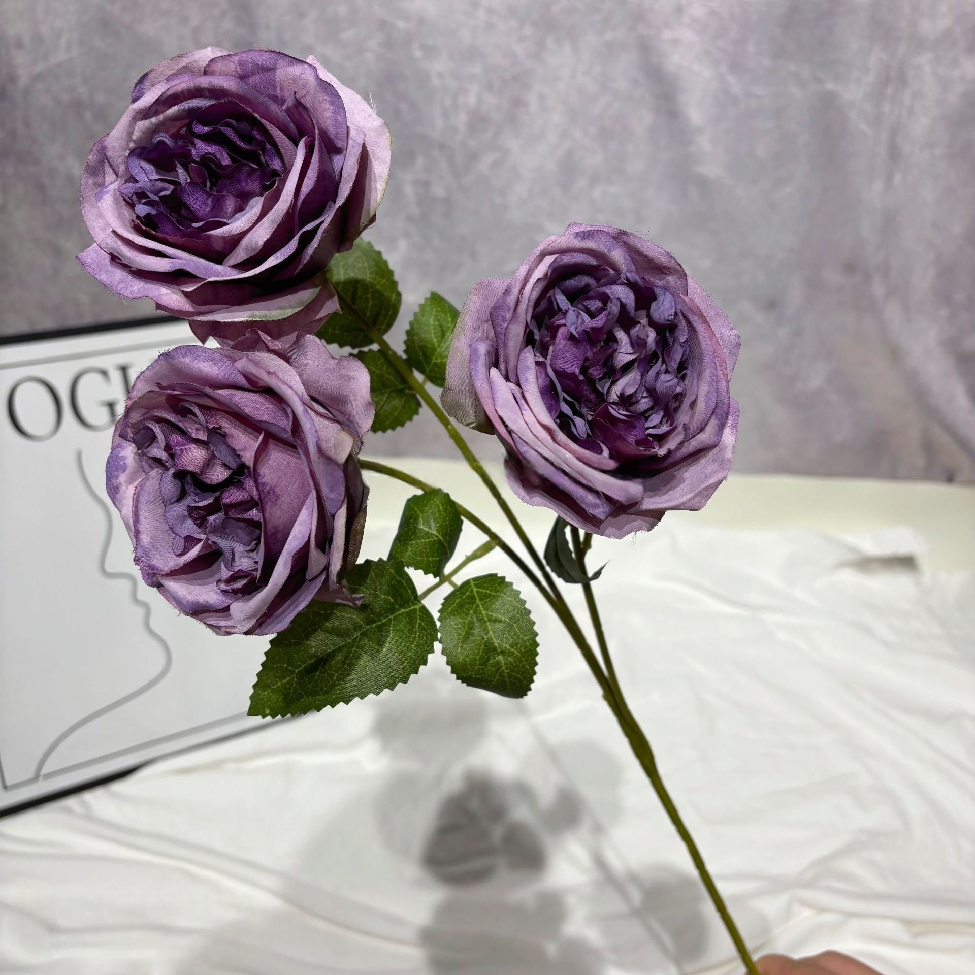 3-Head Faux Austin Rose – Vintage Garden Style Artificial Floral Stem FS-1046