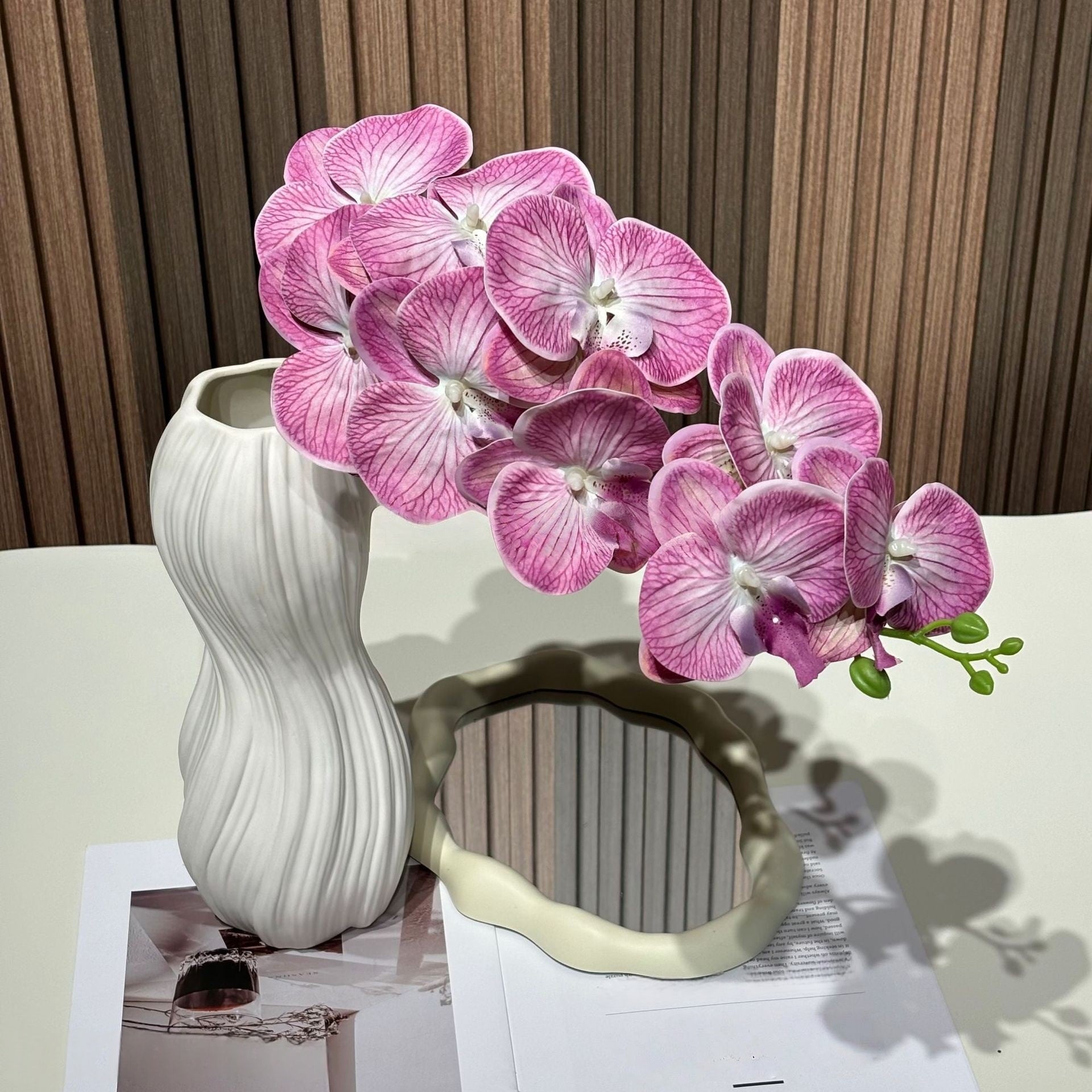 Valar Flower 3D Butterfly Orchid – 9 Heads of Realistic Faux Phalaenopsis for Elegant Home & Event Decor FS-1060