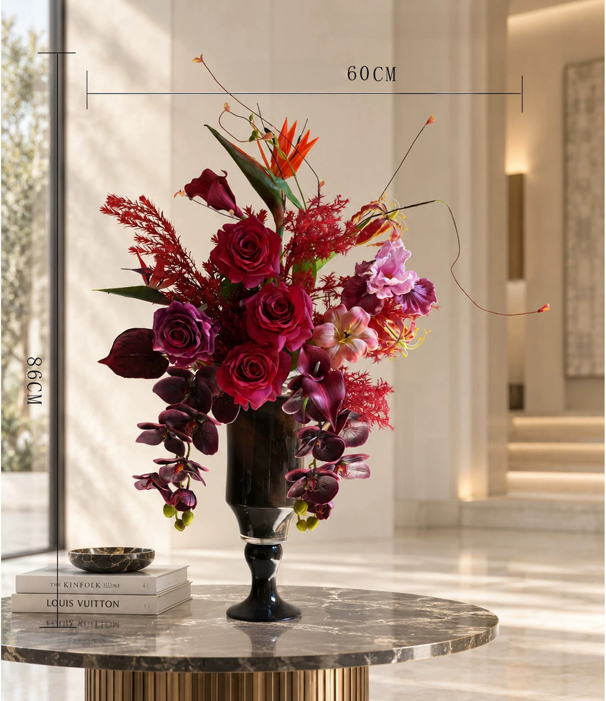 Elegantes Blumenstrauß-Arrangement mit Herbstmotiv | Luxuriöse Kunstblumen für Hochzeiten und Inneneinrichtung VB-113 (ohne Vase)