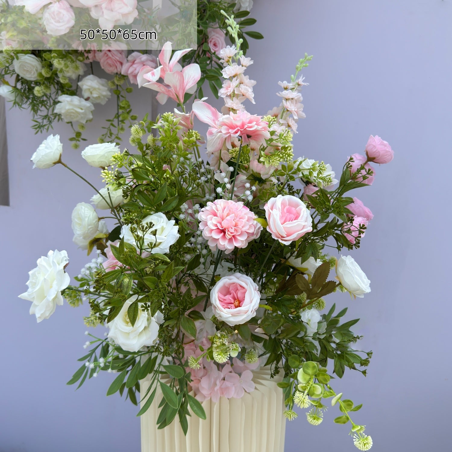 Configuración de flores artificiales inspiradas en la primavera – Conjunto de flores artificiales azules y amarillas para eventos FA-264