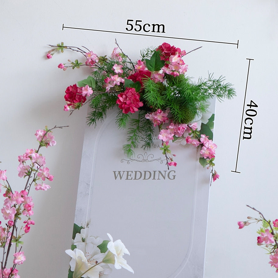 Pink & Fuchsia Faux Flower Arrangement – Vibrant Wedding Welcome Sign & Table Styling Set FA-271